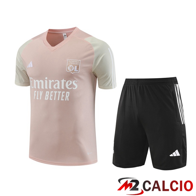 T Shirt Allenamento Lyon OL + Pantaloncini Rosa 2023/2024