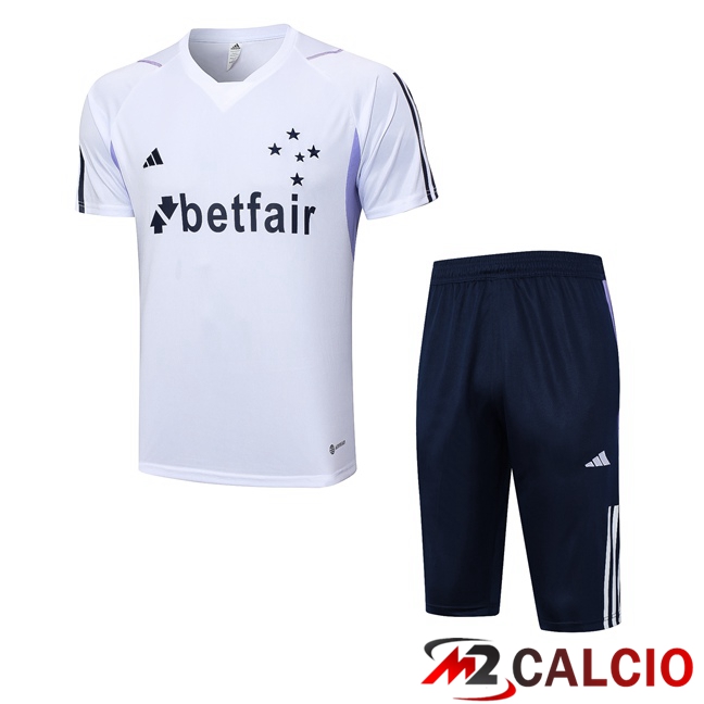 T Shirt Allenamento Cruzeiro EC + Pantaloncini Bianco 2023/2024