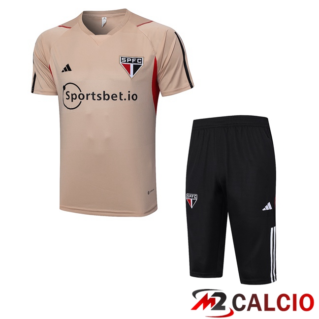 T Shirt Allenamento Sao Paulo FC + Pantaloncini Marrone 2023/2024