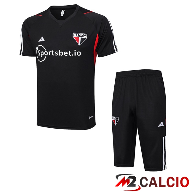 T Shirt Allenamento Sao Paulo FC + Pantaloncini Nero 2023/2024