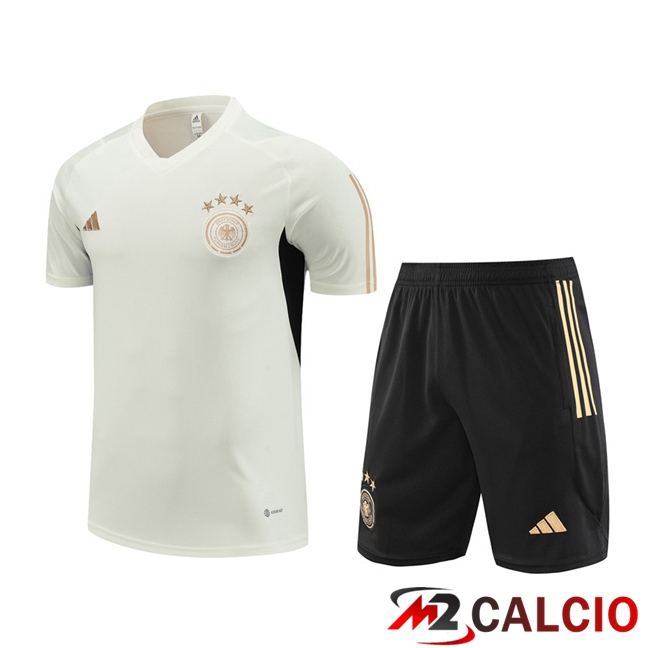 T Shirt Allenamento Germania + Pantaloncini Bianco 2023/2024