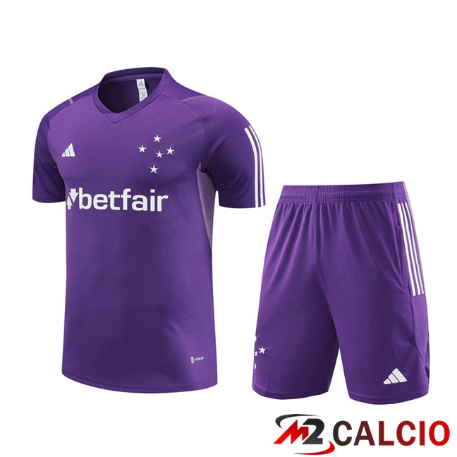 T Shirt Allenamento Cruzeiro EC + Pantaloncini Viola 2023/2024