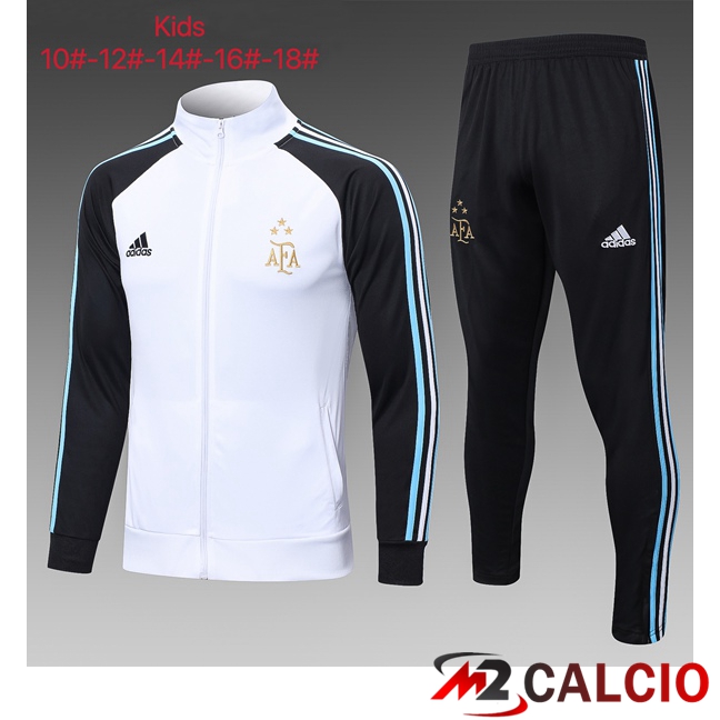 Insieme Tuta Calcio - Giacca Argentina Bambino Bianco Nero 2023/2024