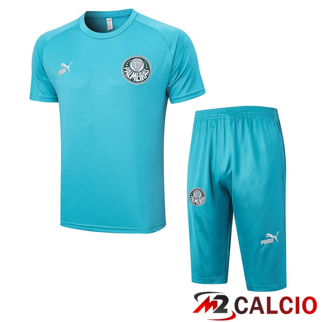 T Shirt Allenamento Palmeiras + Pantaloncini Cyan 2023/2024