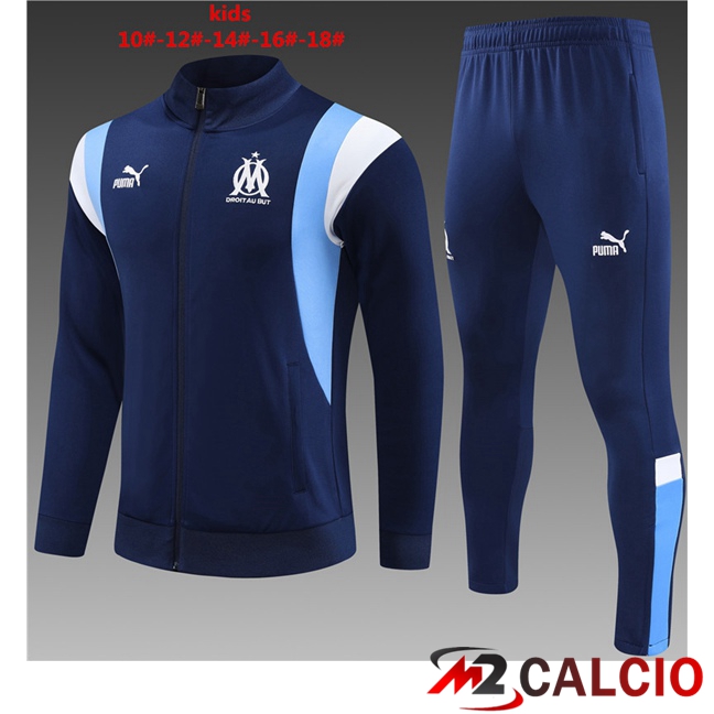 Insieme Tuta Calcio - Giacca Marsiglia OM Bambino Blu Reale 2023/2024