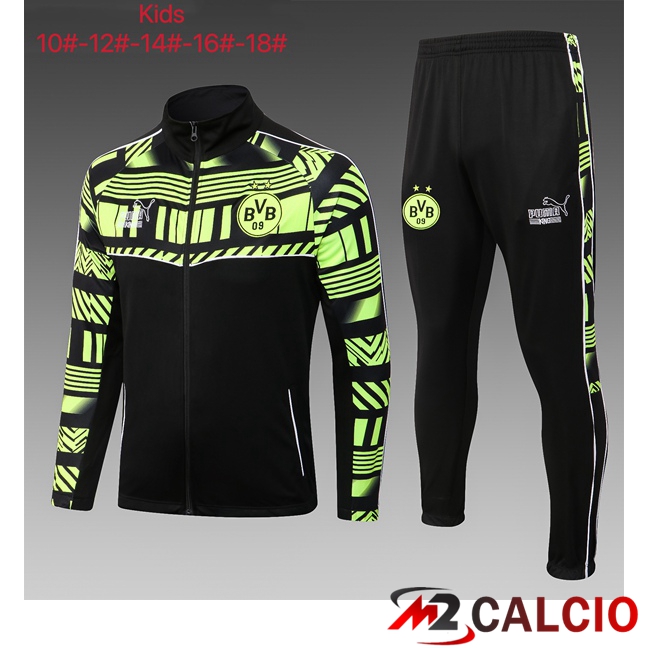Insieme Tuta Calcio - Giacca Dortmund BVB Bambino Nero Verde 2023/2024