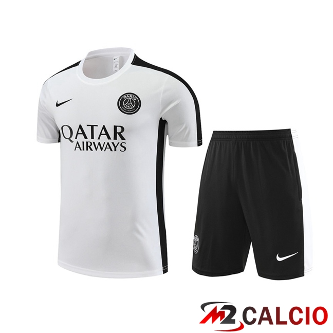 T Shirt Allenamento Paris PSG + Pantaloncini Bianco 2023/2024