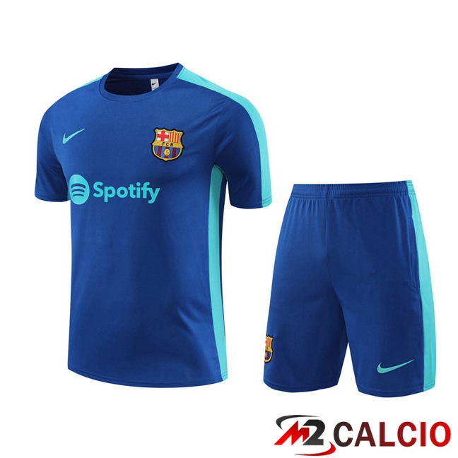 T Shirt Allenamento FC Barcellona + Pantaloncini Blu 2023/2024