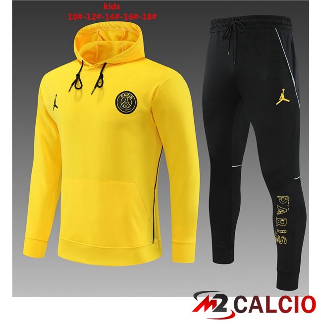 Insieme Giacca Con Cappuccio Tuta JORDAN Paris PSG Bambino Giallo 2023/2024