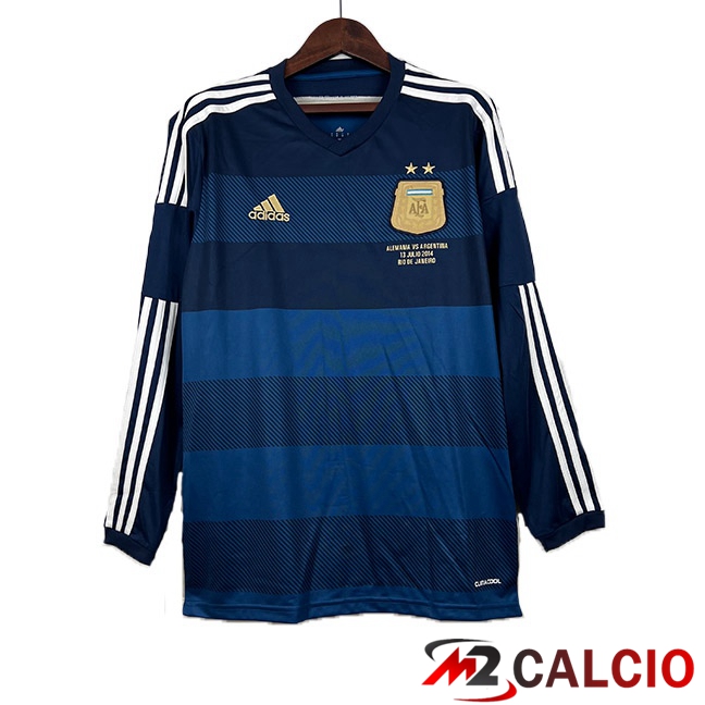 Maglie Calcio Argentina Retro Seconda Manica Lunga Blu Reale 2014