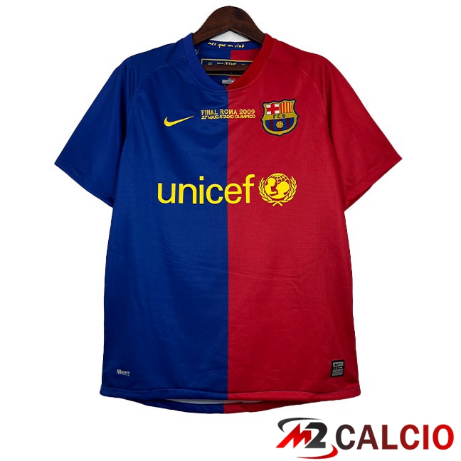 Maglie Calcio FC Barcellona Retro UEFA Champions League Prima Rosso Blu 2008-2009