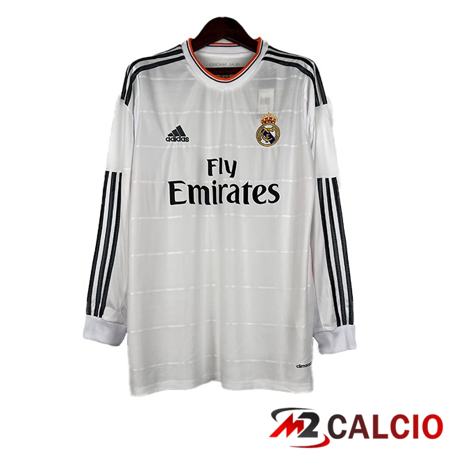Maglie Calcio Real Madrid Retro Prima Manica Lunga Bianco 2013-2014