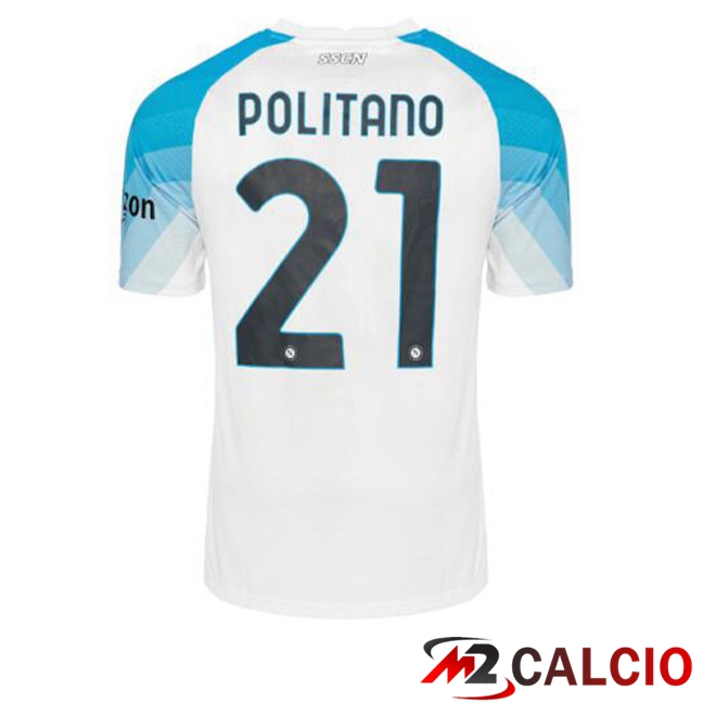 Maglie Calcio SSC Napoli (Politano 21) Face Game Blu Bianco 2022/2023