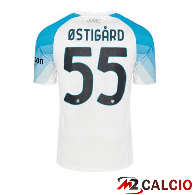 Maglie Calcio SSC Napoli (Ostigard 55) Face Game Blu Bianco 2022/2023