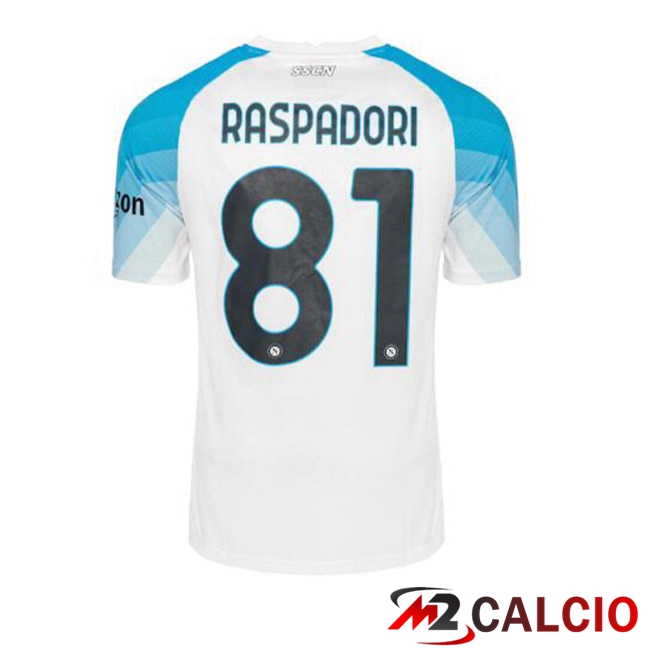 Maglie Calcio SSC Napoli (Raspadori 81) Face Game Blu Bianco 2022/2023