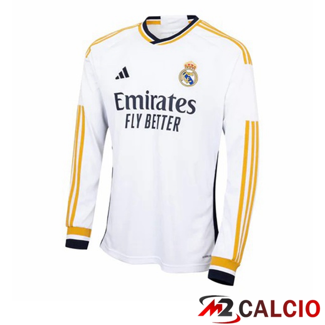 Maglia Calcio Real Madrid Prima Manica Lunga Bianco 2023/2024