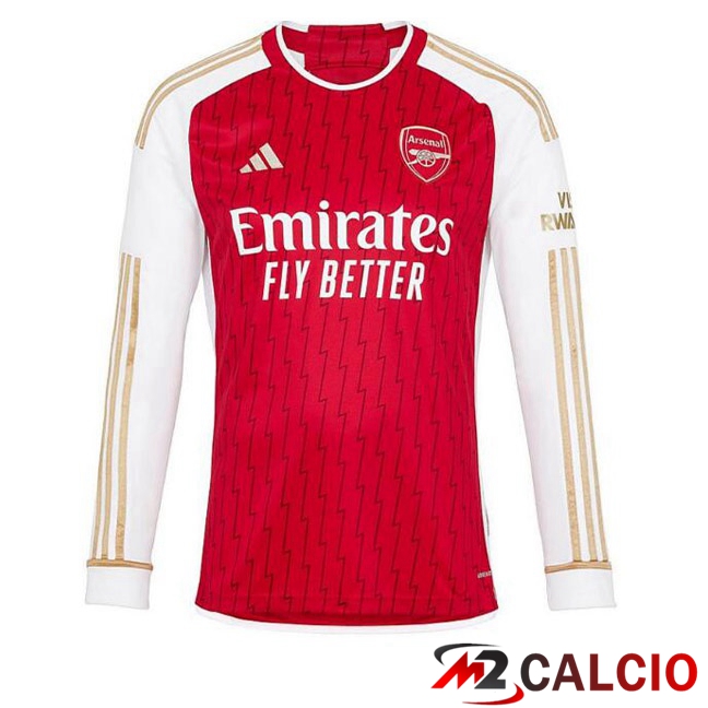 Maglia Calcio Arsenal Prima Manica Lunga Rosso Bianco 2023/2024