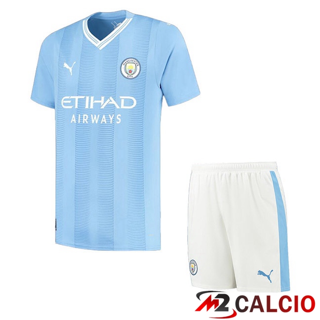 Maglia Calcio Manchester City Bambino Prima Blu 2023/2024
