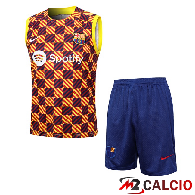 Canotta Calcio FC Barcellona + Pantaloncini Giallo 2023/2024