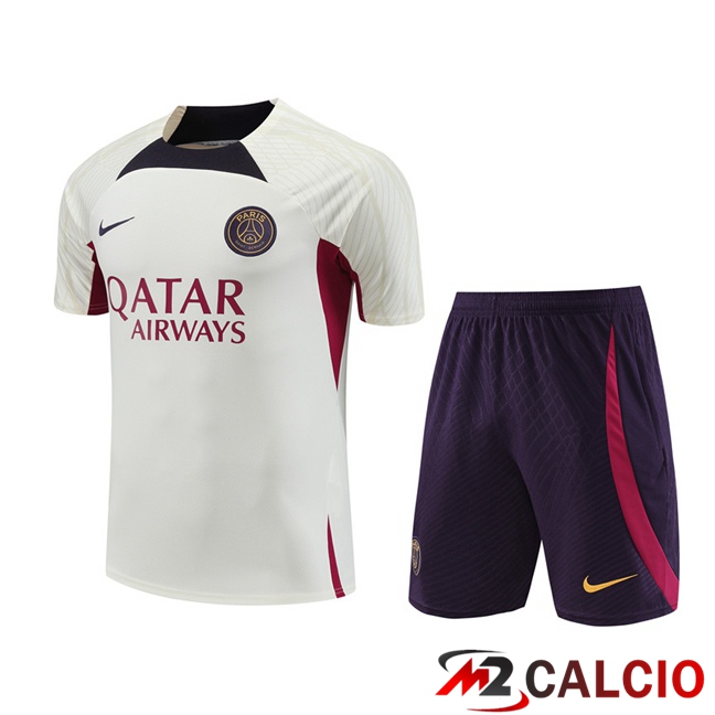 T Shirt Allenamento Paris PSG + Pantaloncini Bianco 2023/2024