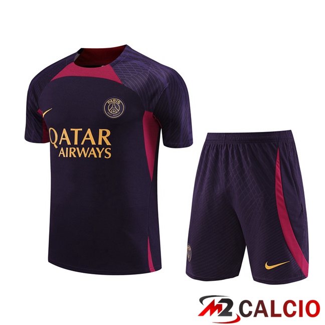 T Shirt Allenamento Paris PSG + Pantaloncini Viola 2023/2024