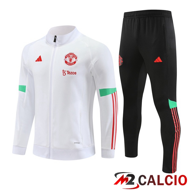 Insieme Tuta Calcio - Giacca Manchester United Bianco 2023/2024