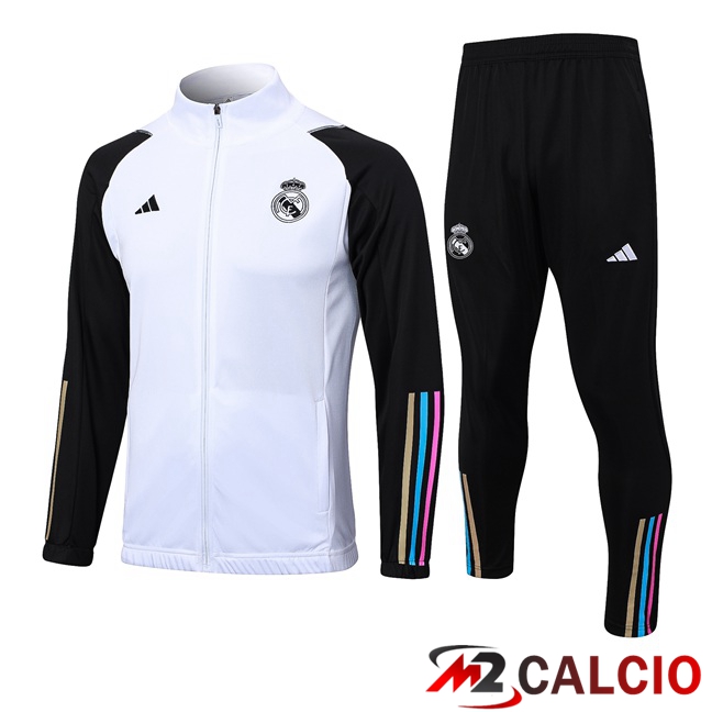 Insieme Tuta Calcio - Giacca Real Madrid Bianco Nero 2023/2024