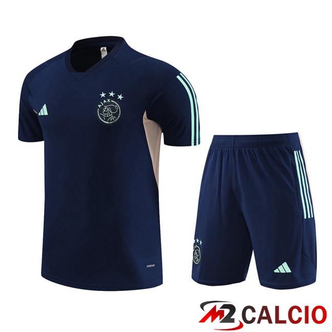 T Shirt Allenamento AFC Ajax + Pantaloncini Blu Reale 2023/2024