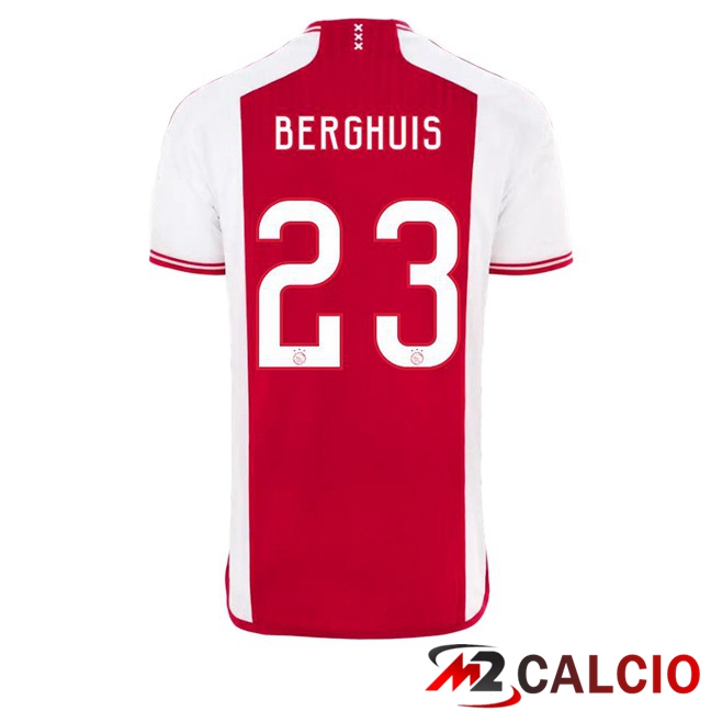 Maglie Calcio AFC Ajax (Berghuis 23) Prima Rosso Bianco 2023/2024