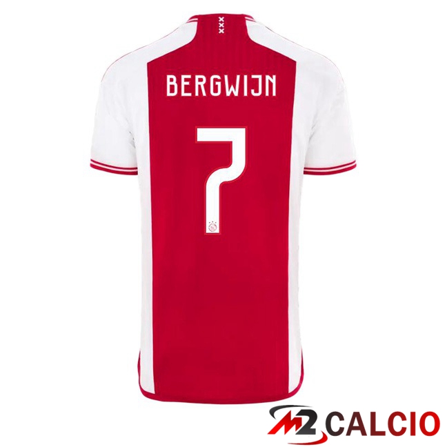 Maglie Calcio AFC Ajax (Bergwijn 7) Prima Rosso Bianco 2023/2024