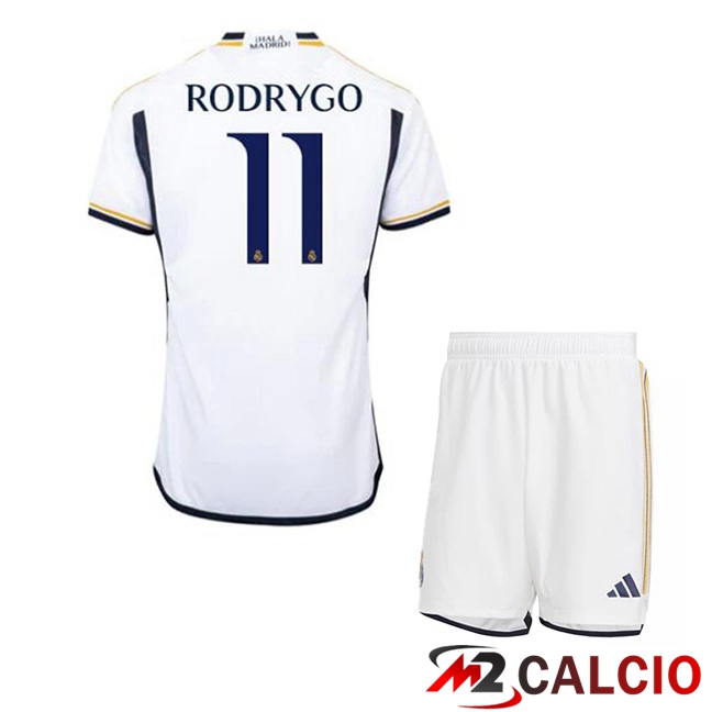 Maglie Calcio Real Madrid (Rodrygo 11) Bambino Prima Bianco 2023/2024