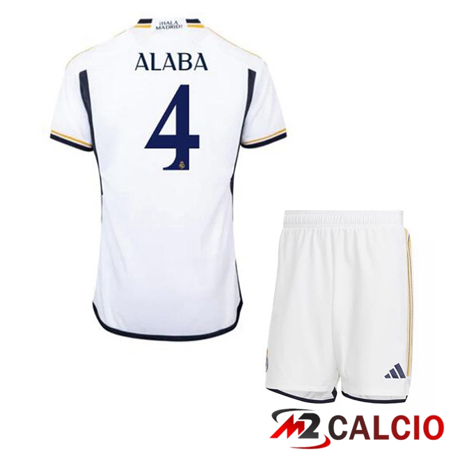 Maglie Calcio Real Madrid (Alaba 4) Bambino Prima Bianco 2023/2024