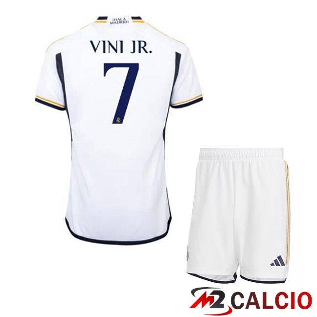 Maglie Calcio Real Madrid (Vini Jr. 7) Bambino Prima Bianco 2023/2024