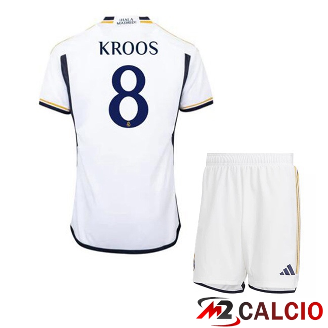 Maglie Calcio Real Madrid (Kroos 8) Bambino Prima Bianco 2023/2024