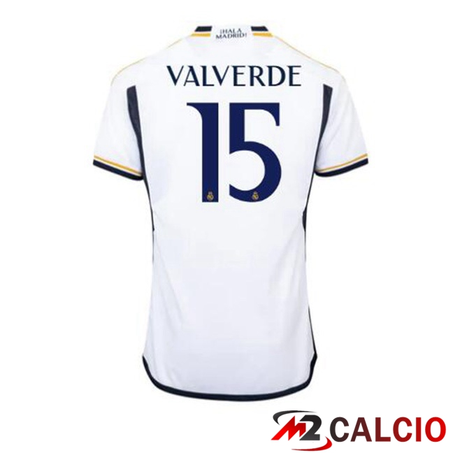 Maglie Calcio Real Madrid (Valverde 15) Prima Bianco 2023/2024