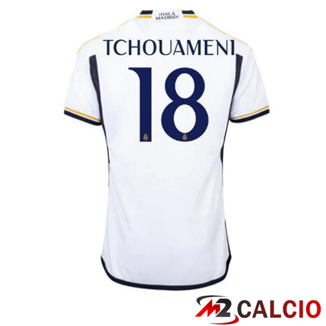 Maglie Calcio Real Madrid (Tchouameni 18) Prima Bianco 2023/2024