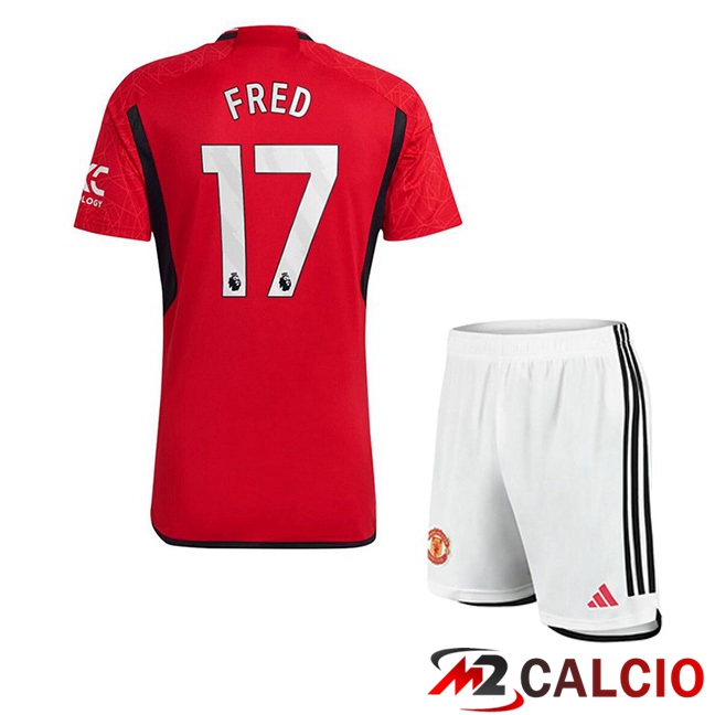 Maglie Calcio Manchester United (Fred 17) Bambino Prima Rosso 2023/2024