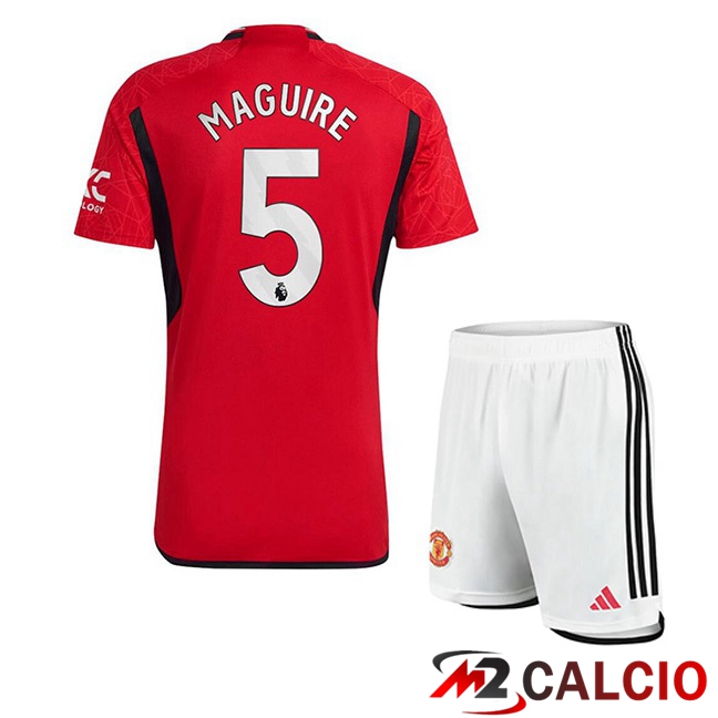 Maglie Calcio Manchester United (Maguire 5) Bambino Prima Rosso 2023/2024