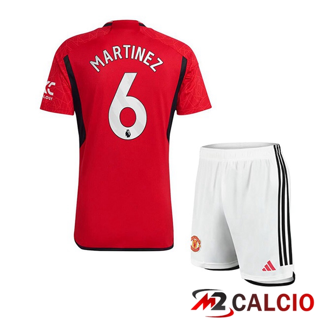 Maglie Calcio Manchester United (Martinez 6) Bambino Prima Rosso 2023/2024