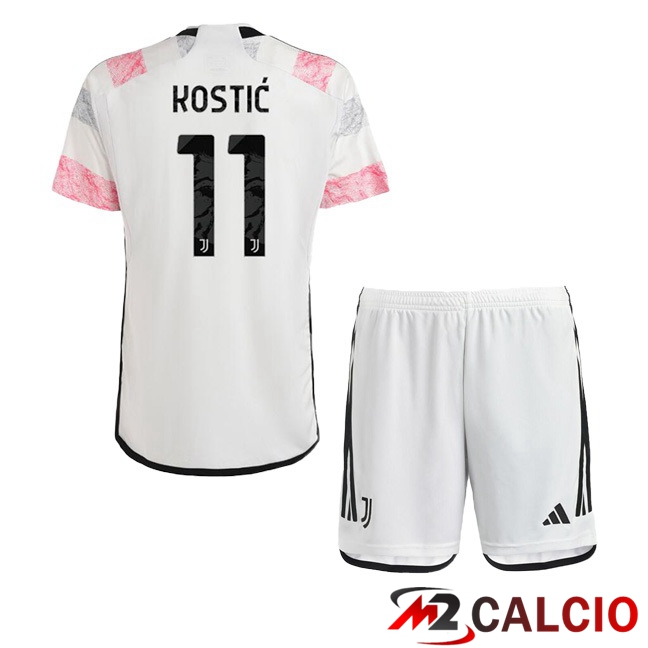 Maglie Calcio Juventus (KOSTIĆ 11) Bambino Seconda Bianco 2023/2024