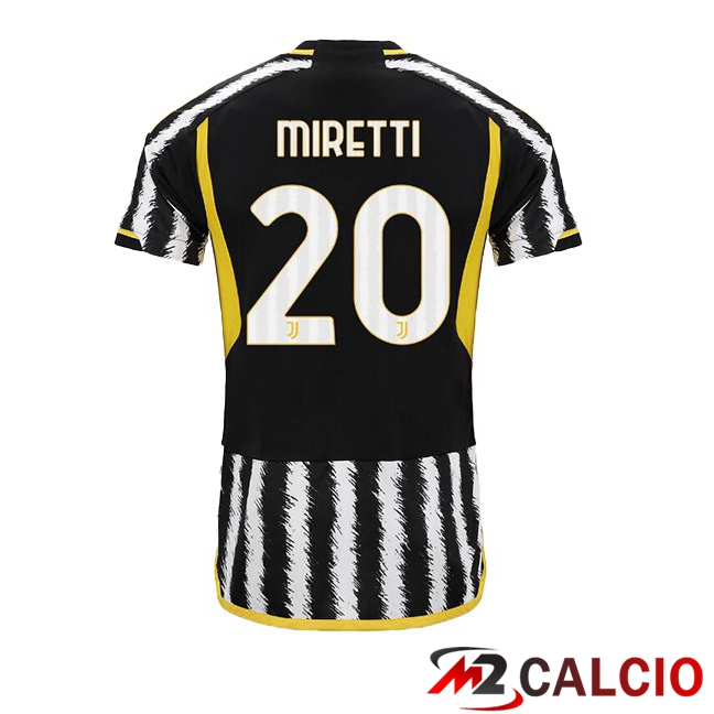 Maglie Calcio Juventus (MIRETTI 20) Prima Nero Bianco 2023/2024