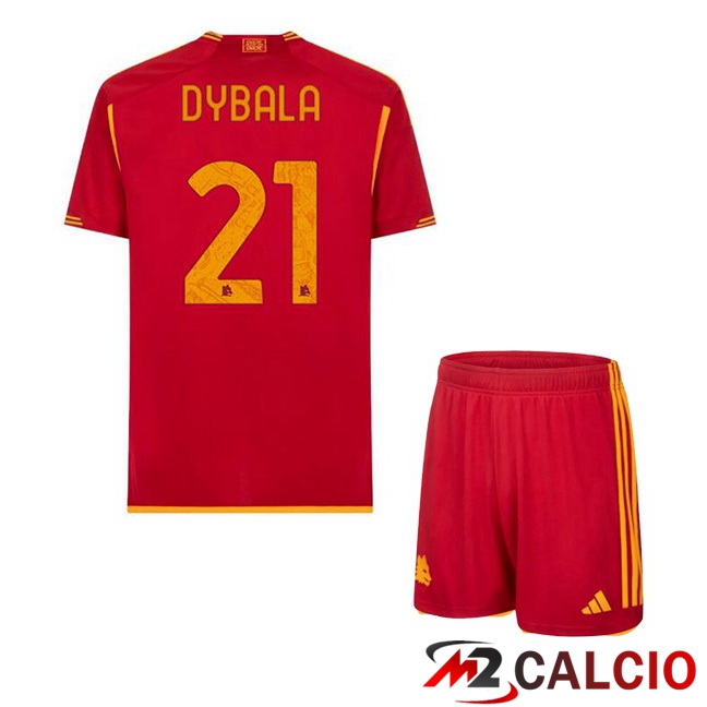 Maglie Calcio AS Roma (DYBALA 21) Bambino Prima Rosso 2023/2024