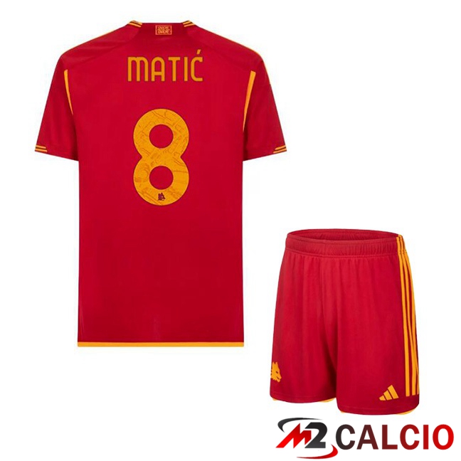 Maglie Calcio AS Roma (MATIĆ 8) Bambino Prima Rosso 2023/2024