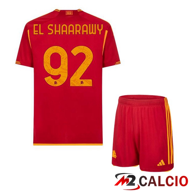 Maglie Calcio AS Roma (EL SHAARAWY 92) Bambino Prima Rosso 2023/2024