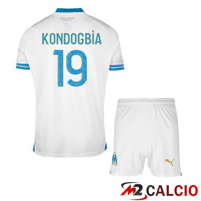 Maglie Calcio Marsiglia OM (KONDOGBIA 19) Bambino Prima Bianco 2023/2024