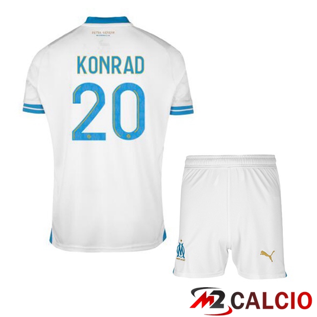 Maglie Calcio Marsiglia OM (KONRAD 20) Bambino Prima Bianco 2023/2024