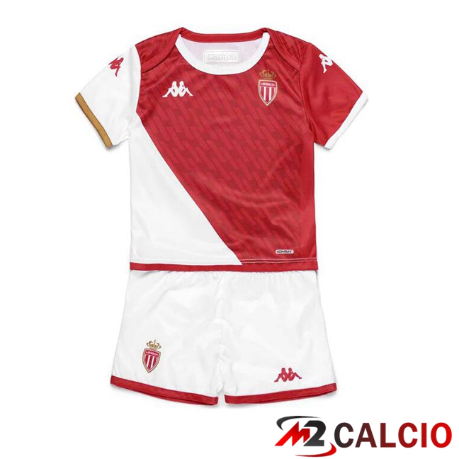 Maglie Calcio AS Monaco Bambino Prima Bianco Rosso 2023/2024