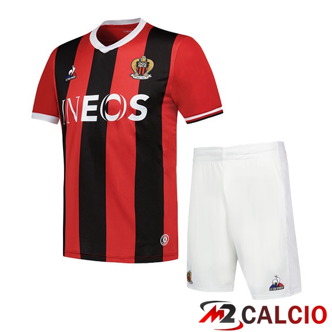 Maglie Calcio OGC Nice Bambino Prima Rosso Nero 2023/2024