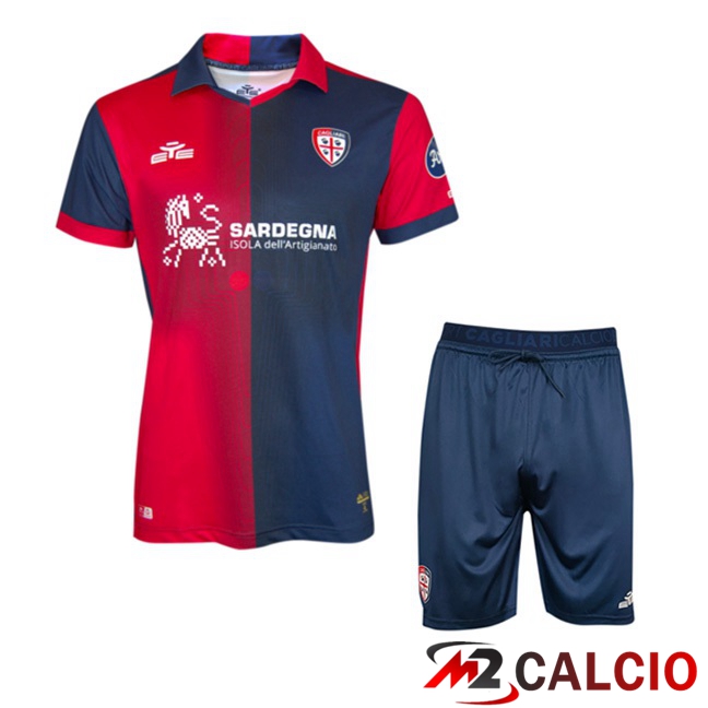 Maglie Calcio Cagliari Calcio Bambino Prima Rosso Blu 2023/2024