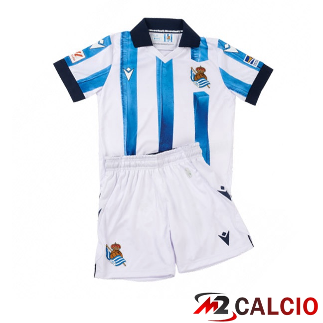 Maglie Calcio Real Sociedad Bambino Prima Blu Bianco 2023/2024